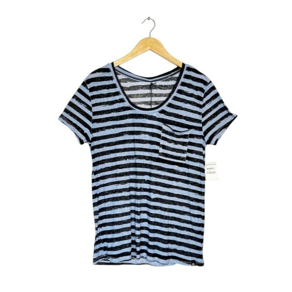 Treasure & Bond Scoop Neck Tee in Blue Yonder Washed Stripe - Sz S - NWT